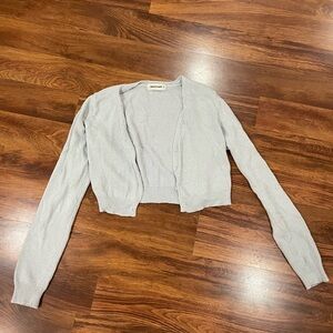 Cropped Light Gray Cardigan Sweater